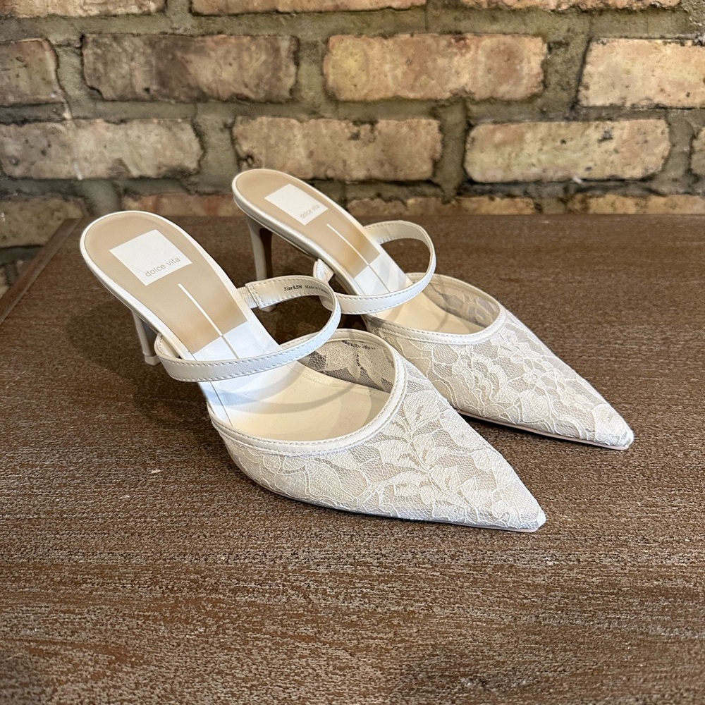 Dolce Vita White Lace Heels